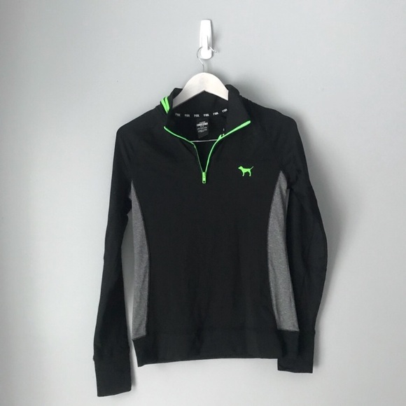 PINK Victoria's Secret Tops - Victoria’s Secret pink black ultimate half zip